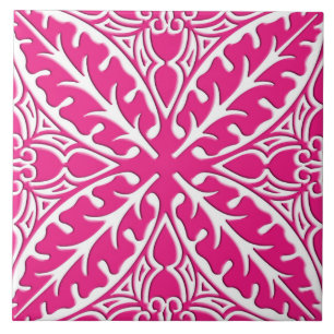Azulejos marroquinos - cor-de-rosa fúcsia e branc