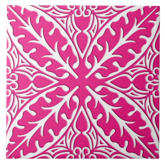 Azulejos marroquinos - cor-de-rosa fúcsia e branco (Frente)