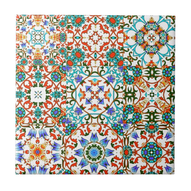 Azulejos marroquinos, mosaico, arte colorida (Frente)