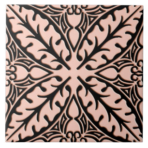 Azulejos marroquinos - rosa e preto do pêssego
