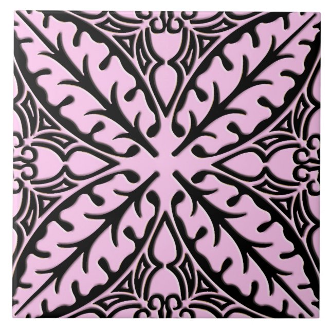 Azulejos marroquinos - rosa-gelo e preto (Frente)