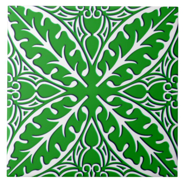 Azulejos marroquinos - verde esmeralda e branco (Frente)