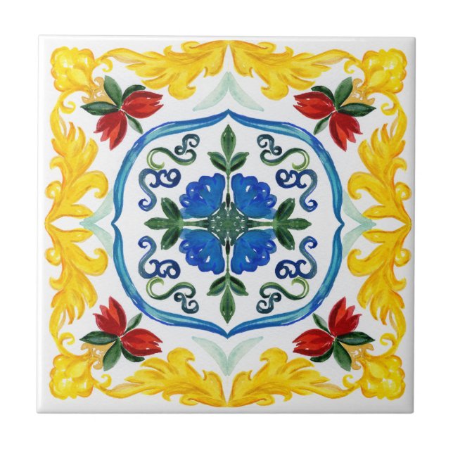 Azulejos mediterrânicos, majolica, estilo Sicilian (Frente)