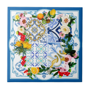 Azulejos mediterrânicos, majolica, estilo Sicilian