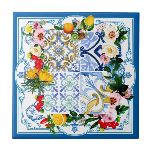 Azulejos mediterrânicos, majolica, estilo Sicilian (Frente)