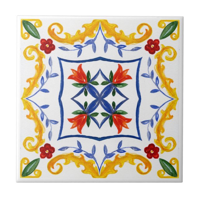 Azulejos mediterrânicos, majolica, estilo Sicilian (Frente)