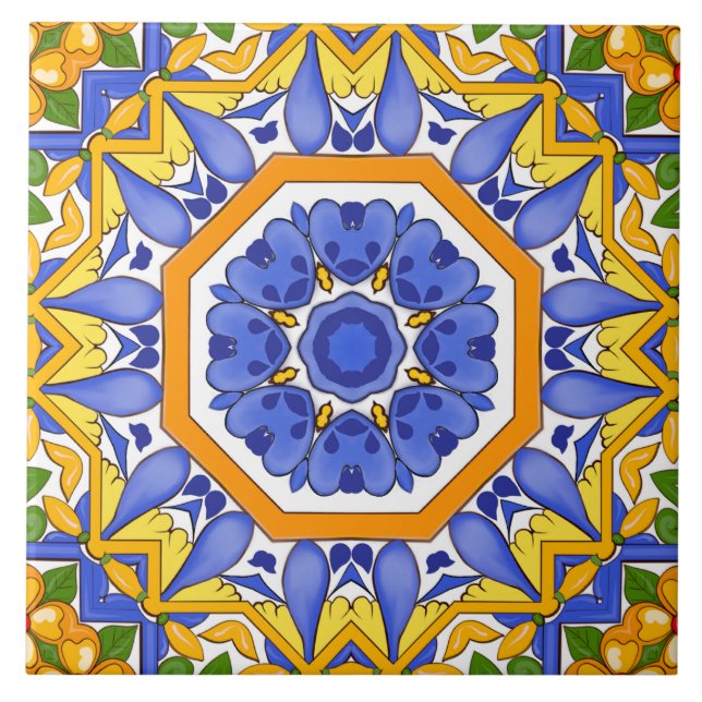 Azulejos mediterrânicos, majolica, Siciliana, (Frente)