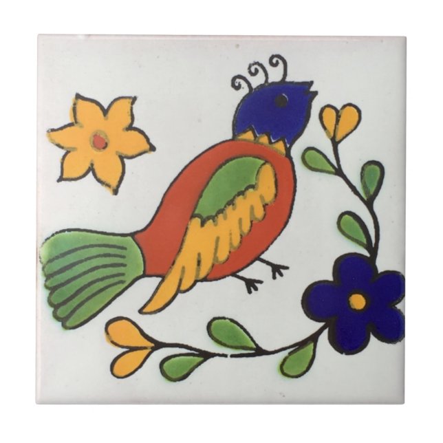 Azulejos mexicanos pintados com as mãos com backsp (Frente)