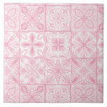azulejos ornamentados cor-de-rosa<br><div class="desc">Vários azulejos pintados à mão com elementos florais</div>