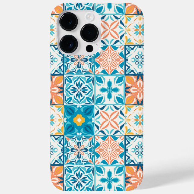 azulejos ornamentados em azul e laranja (Verso)