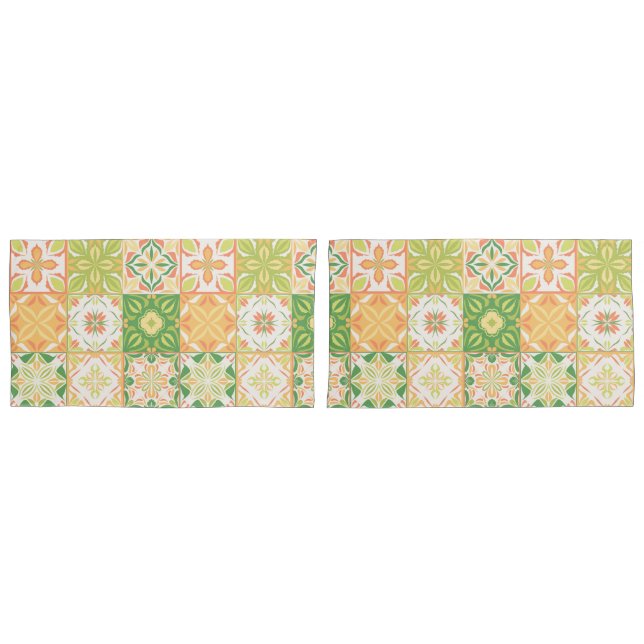 azulejos ornamentados em verde e amarelo (Frente - conjunto)