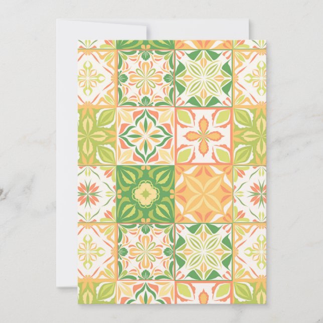 azulejos ornamentados em verde e amarelo (Frente)