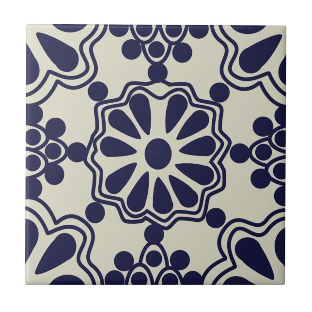 Azulejos - Padrão mexicano azul/branco apagado (Frente)