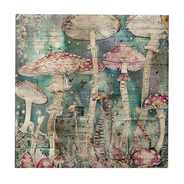 Azulejos para cogumelos, Azulejo cerâmico (Frente)