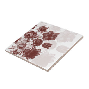 Azulejos Personalizados de Flor Elegante Maroon