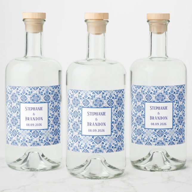 Azulejos Portugueses Casamento Azul Mediterrâneo (Garrafas)
