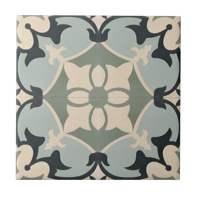 azulejos portugueses do padrão floral moderno (Frente)