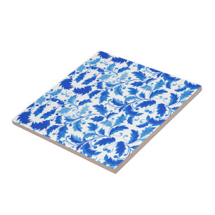 Azulejos portugueses Flores e folhas azuis