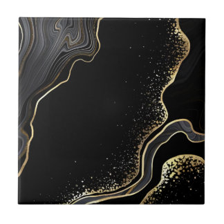 Azulejos pretos e de piso dourado