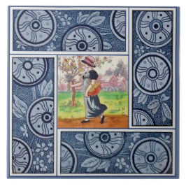 Azulejos: Primavera por Kate Greenaway Repro 1880