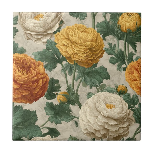 Azulejos Ranunculus Boho Art Deco Para Pisos Artís (Frente)
