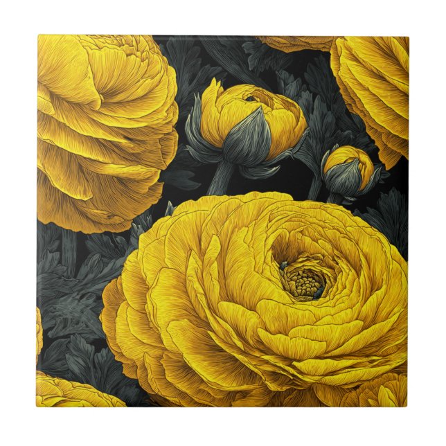 Azulejos Ranunculus Mediterrâneos Elegantes Para D (Frente)