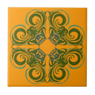 Azulejos Retro Verde e Laranja