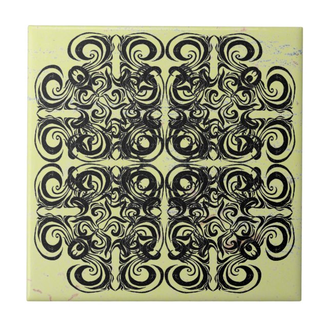 Azulejos Retroativos de Padrão Infinito Preto (Frente)