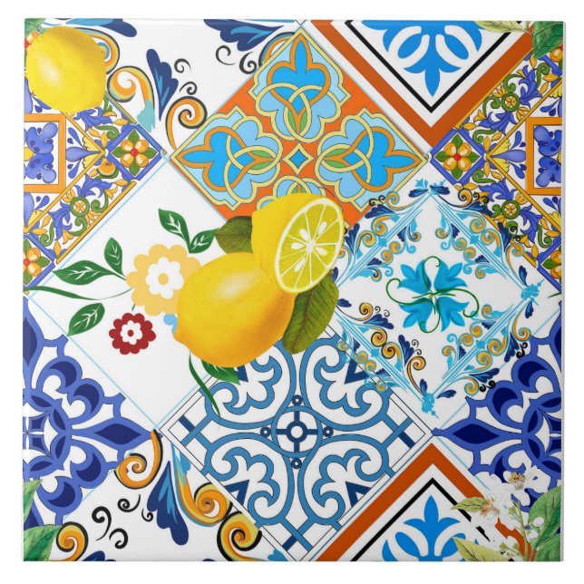 Azulejos sicilianos, limões, citrinos, (Frente)