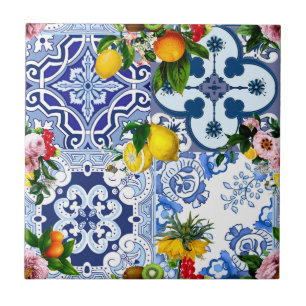 Azulejos sicilianos, majolica, limões, citrinos