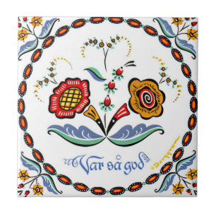 azulejos suecos flores vermelhas simples