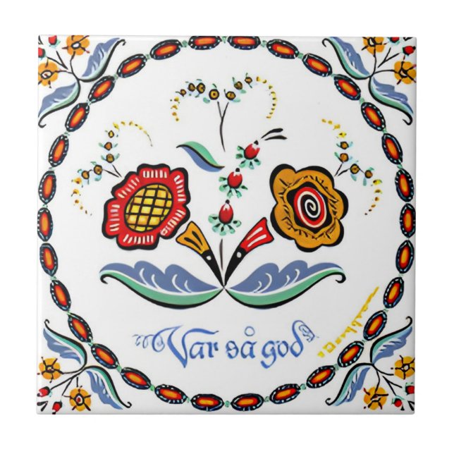 azulejos suecos flores vermelhas simples (Frente)