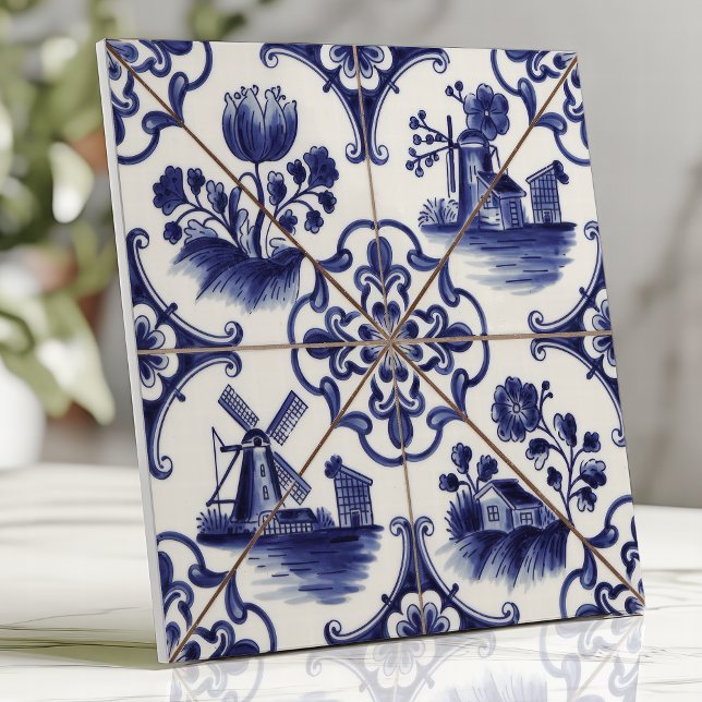 Azulejos Tradicionais Delftware Azul Floral e Moin (Criador carregado)