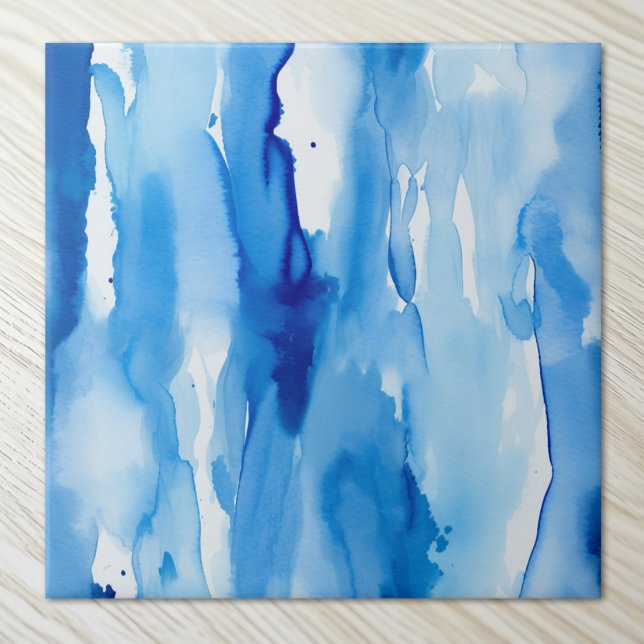 Azure Blue Watercolor Abstrato Waves (Criador carregado)