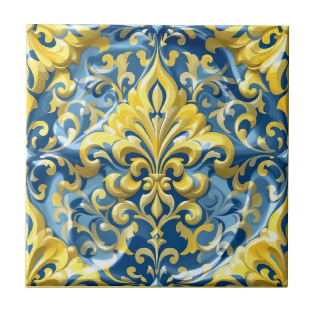 Azure Dourada Damask (Frente)