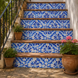 Azure Waves Watercolor Blue Ornamental Mosaic