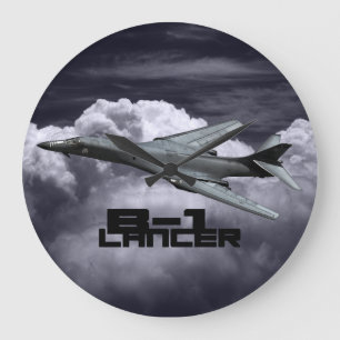 B-1 Lancer redondo (Grande) Relógio de Parede