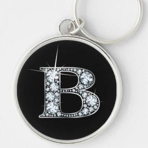 "B" Diamond Bling Chaveiro