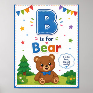 B é para Urso Poster de Sala de Aula do Alfabeto p