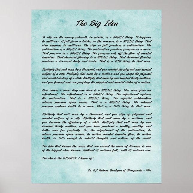 B J Palmer - A Grande Ideia do Impressão quiroprát (Frente)