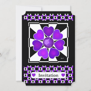 b&w Corações roxos batendo