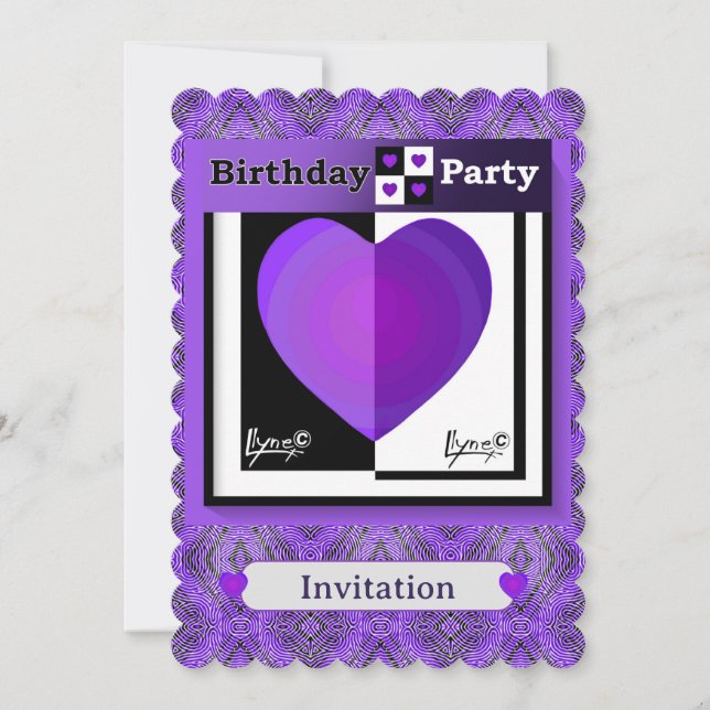 b&w Corações roxos batendo (Frente)