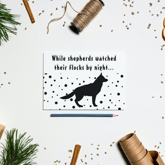 B&W Engraçado | GERMAN SHEPHERD | CARTÕES DE NATAL (B&W Funny | German Shepherd | Christmas Greetings Holiday Card)