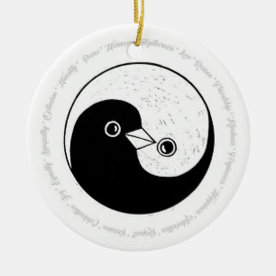 B/W Yin Yang pacifica enfeite cerâmica