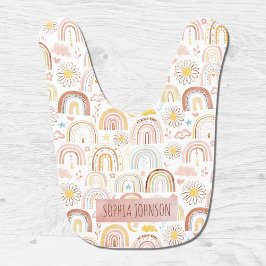 Babador Abstrato dos arco-íris e flores margaridas colorid