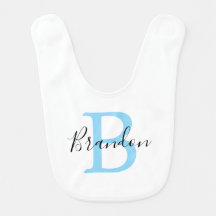 Babete de Bebê com Inicial e Nome Personalizados