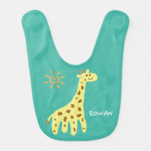 Babete de Bebê com Nome Personalizado Girafa Sorri