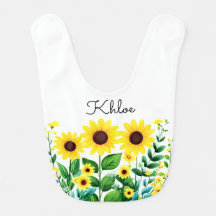 Babete de Bebê de Girassol Personalizado Adicione 