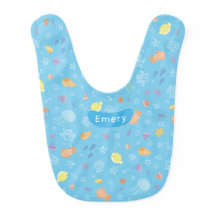 Babete de Bebê Nome Personalizado Sob o Mar