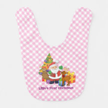 Bebê Menina Primeiro Natal Personalizar Nome Bib